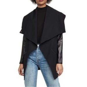 Spanx Black Faux Leather Convertible Jacket